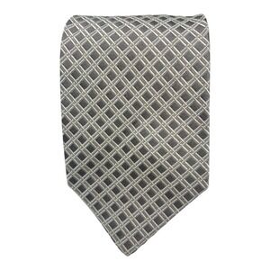 Ermenegildo Zegna 100% Silk Geometric Pattern Men's Necktie Silver